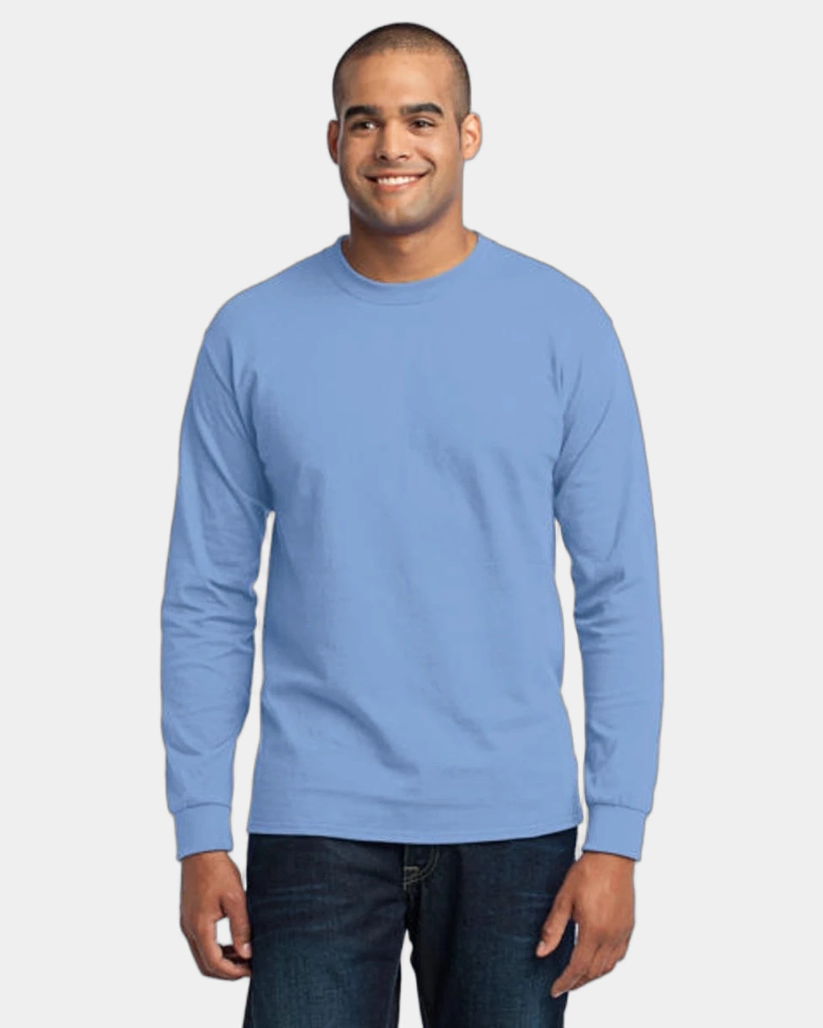 Custom long sleeve core blend tee 5.5 oz - Light Blue