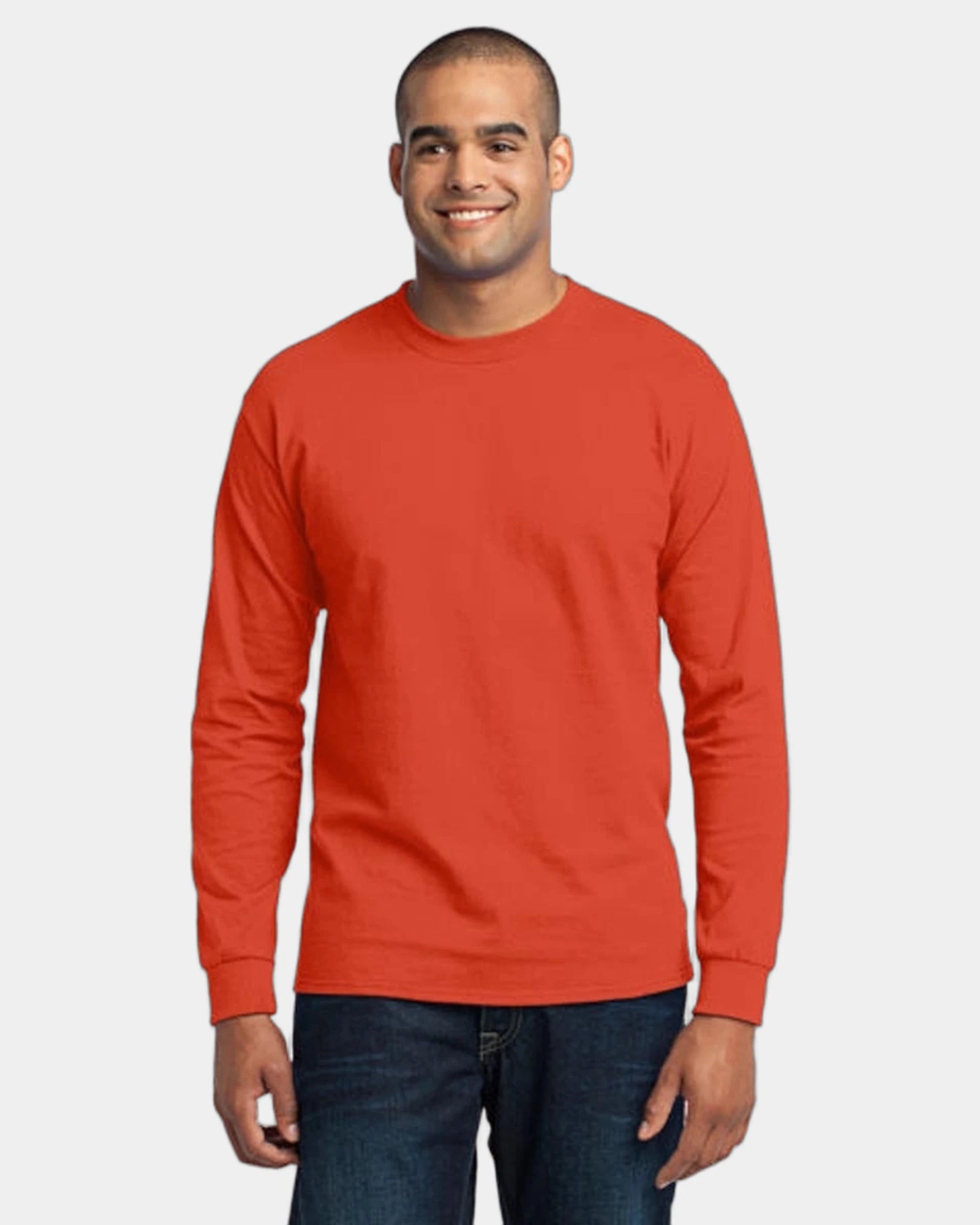 Custom long sleeve core blend tee 5.5 oz - Safety Orange