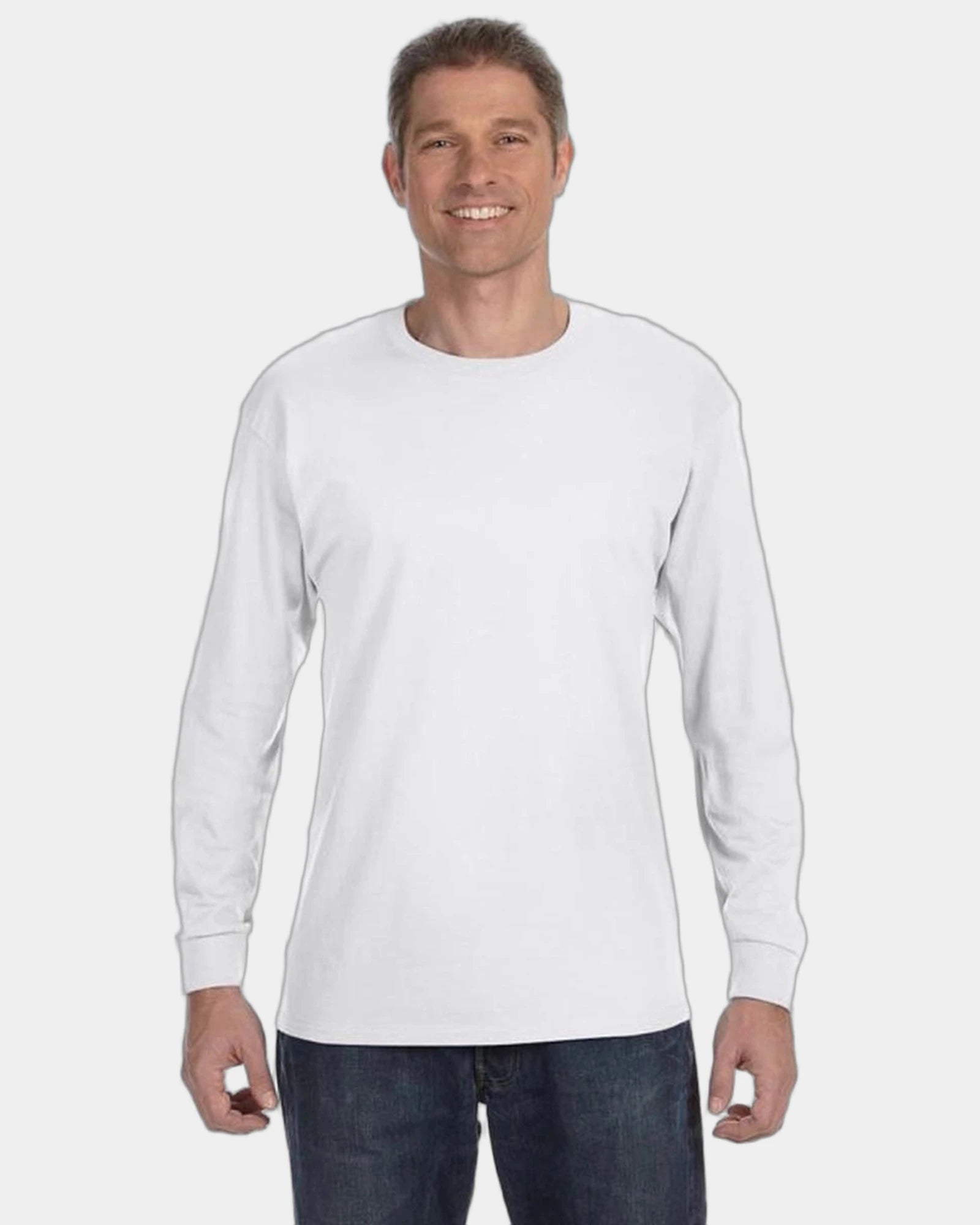 Custom cotton long sleeve tee heavyweight 5.4 oz - White