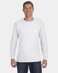 Custom cotton long sleeve tee heavyweight 5.4 oz - White
