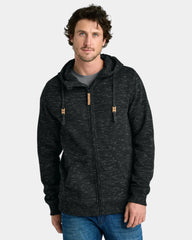 Custom organic cotton Tentree full-zip fleece hoodie - Meteorite Black Space Dye