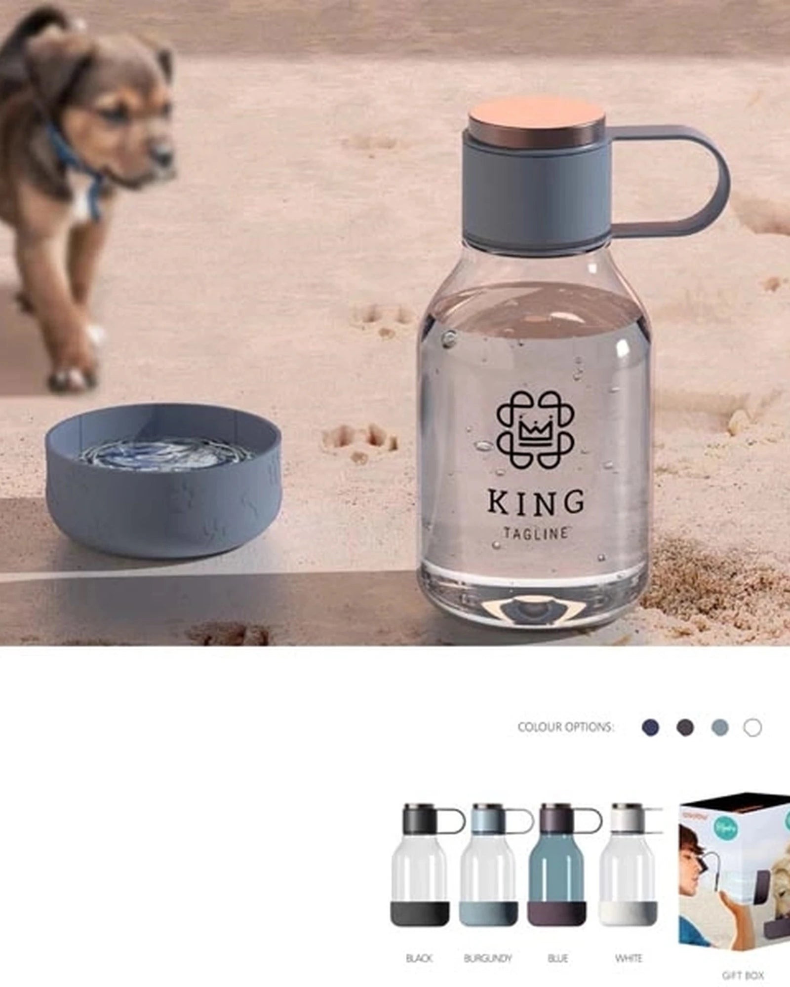 Custom 50 oz dog bowl water bottle with detachable bowl - 1