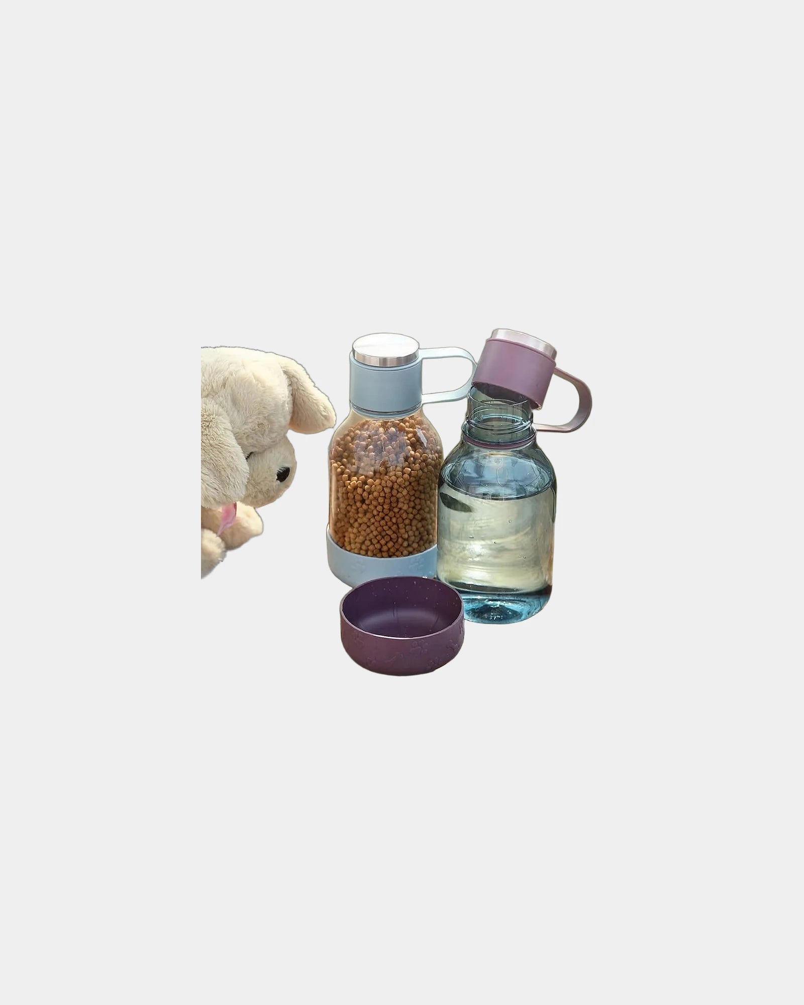 Custom 50 oz dog bowl water bottle with detachable bowl - Blue