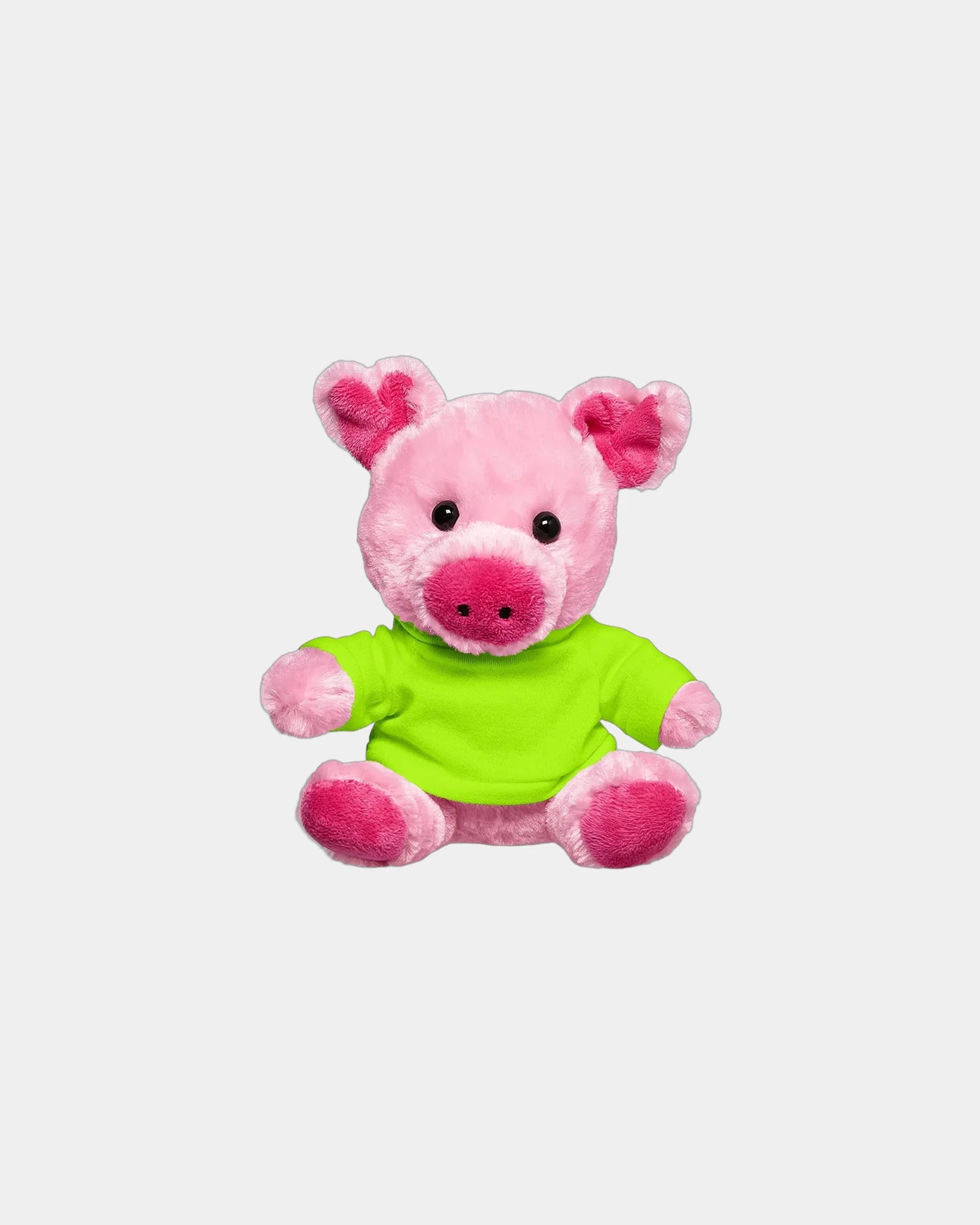 Custom plush pig toy with t-shirt, 7 inches - Lime Green