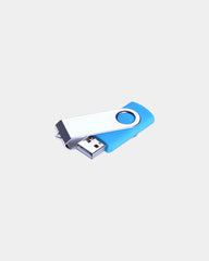 Custom metal swivel USB flash drive with logo - Cyan