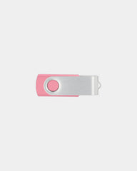 Custom metal swivel USB flash drive with logo - Pink 230C