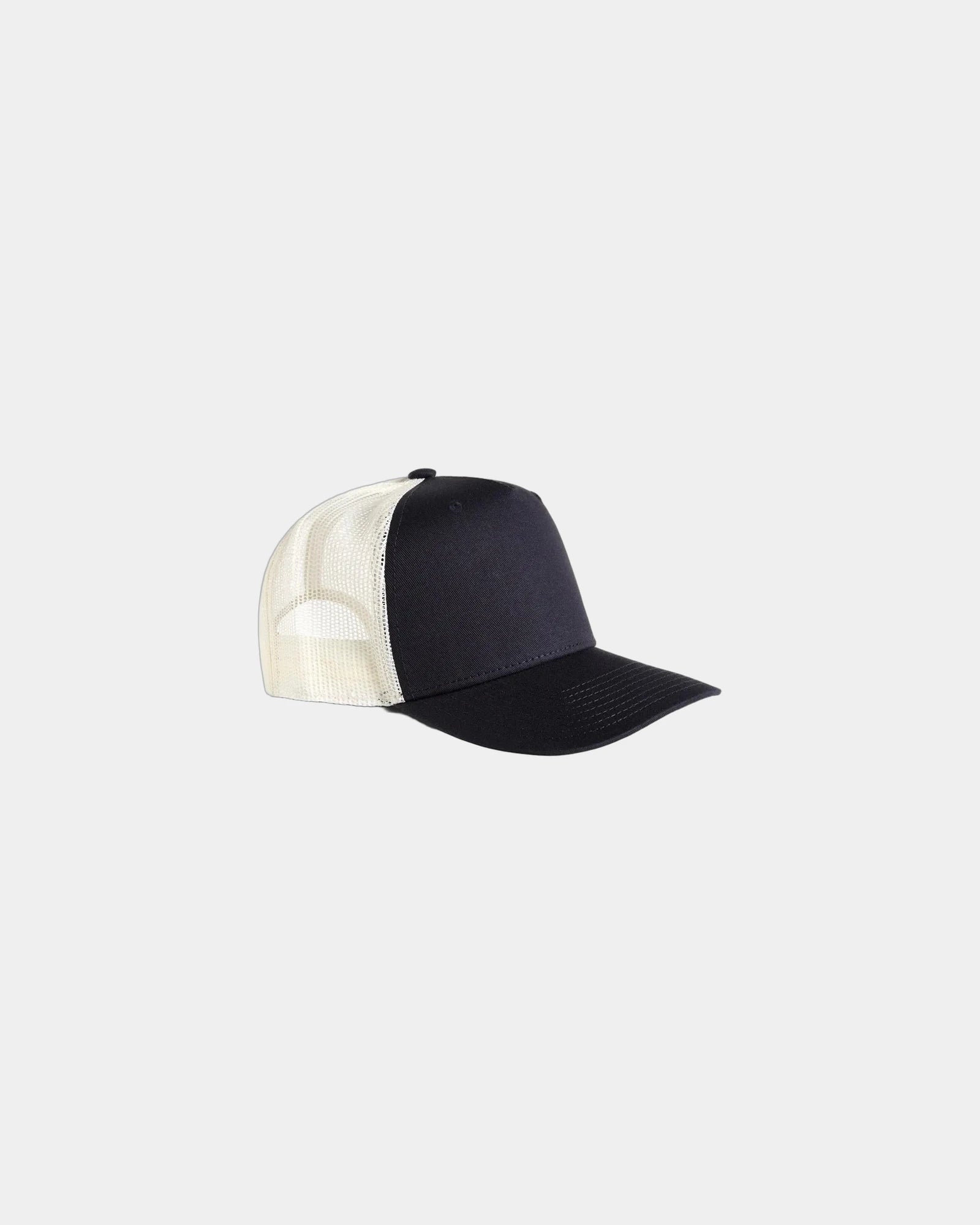 Custom mesh trucker cap with UPF 50+ protection - Navy/Ecru