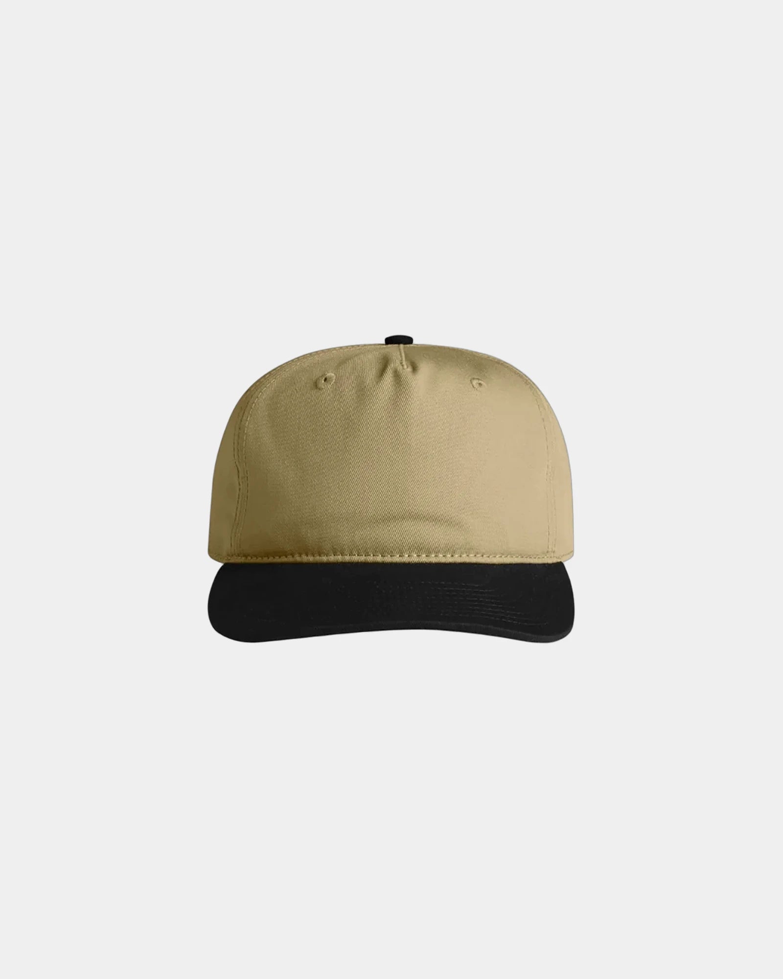 Custom two-tone cotton five-panel cap UPF 50+ - Khaki/Black