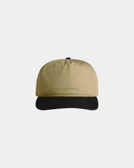 Custom two-tone cotton five-panel cap UPF 50+ - Khaki/Black
