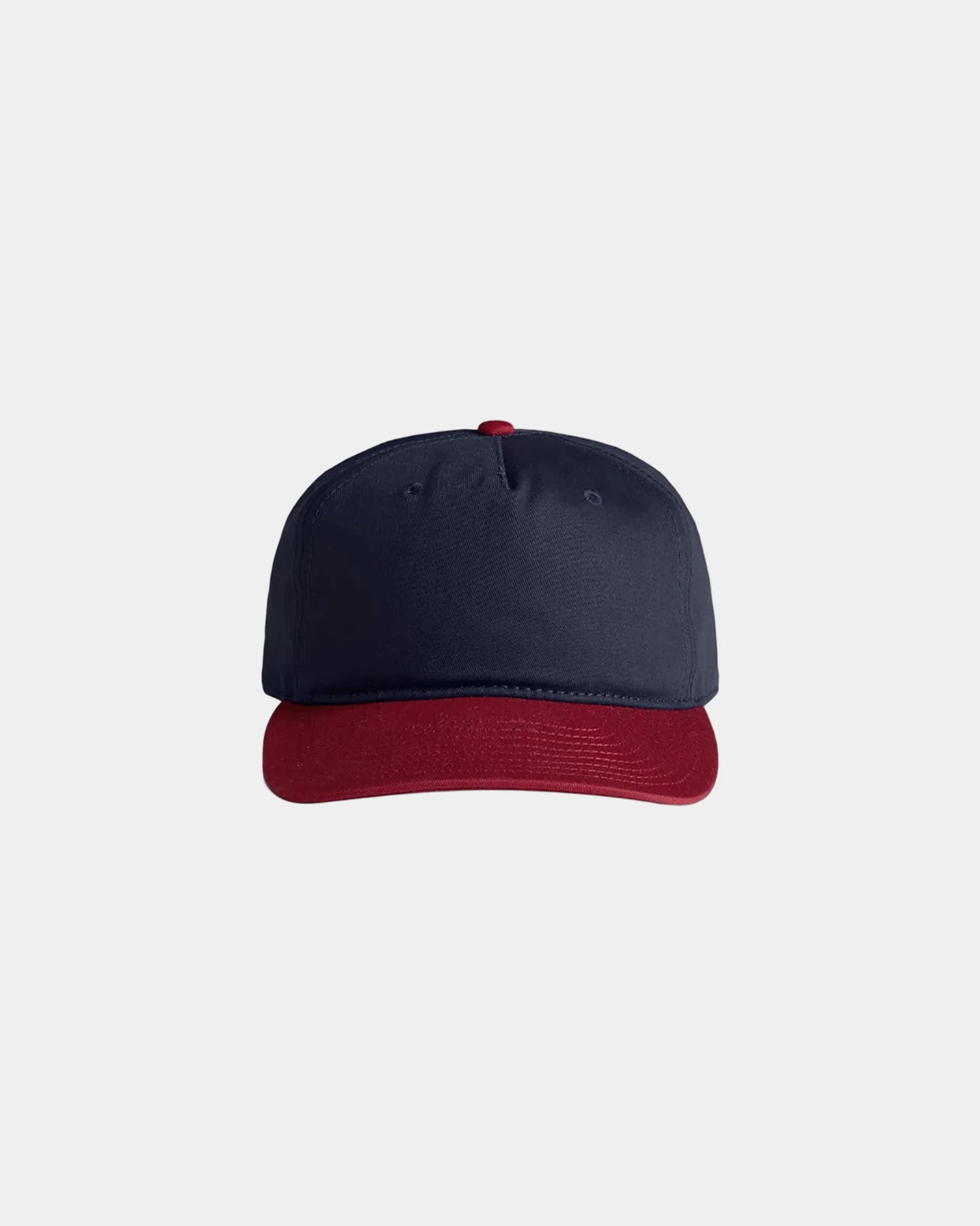Custom two-tone cotton five-panel cap UPF 50+ - Midnight/Cardinal