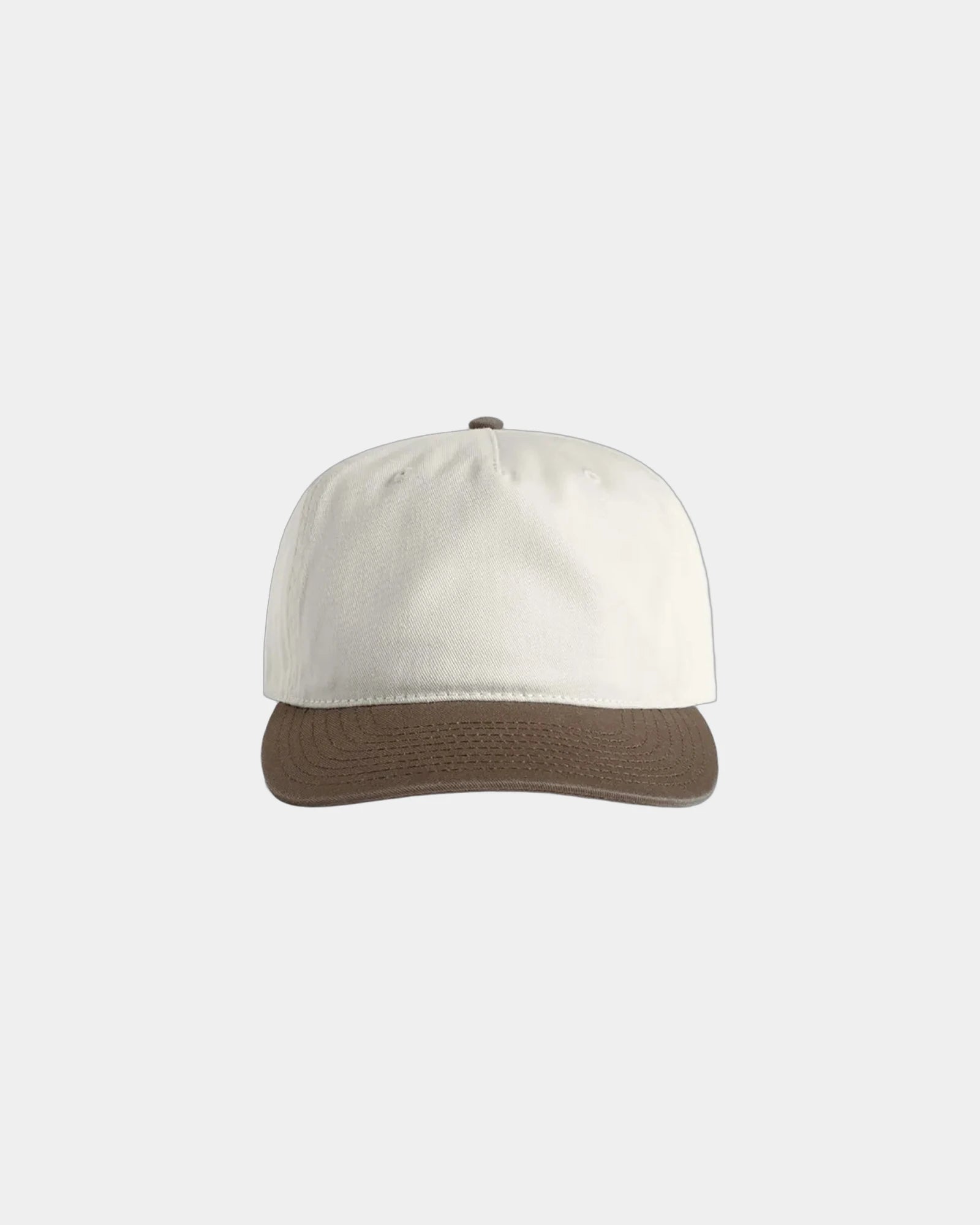 Custom two-tone cotton five-panel cap UPF 50+ - Natural/Walnut