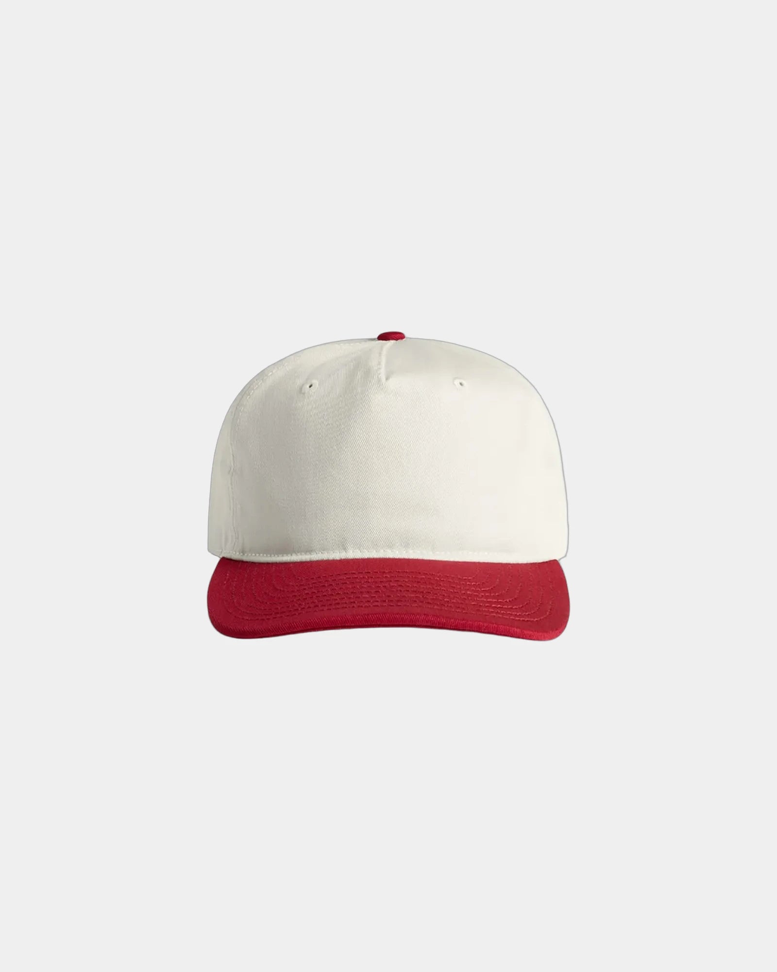 Custom two-tone cotton five-panel cap UPF 50+ - Natural/Cardinal