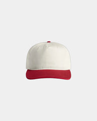Custom two-tone cotton five-panel cap UPF 50+ - Natural/Cardinal
