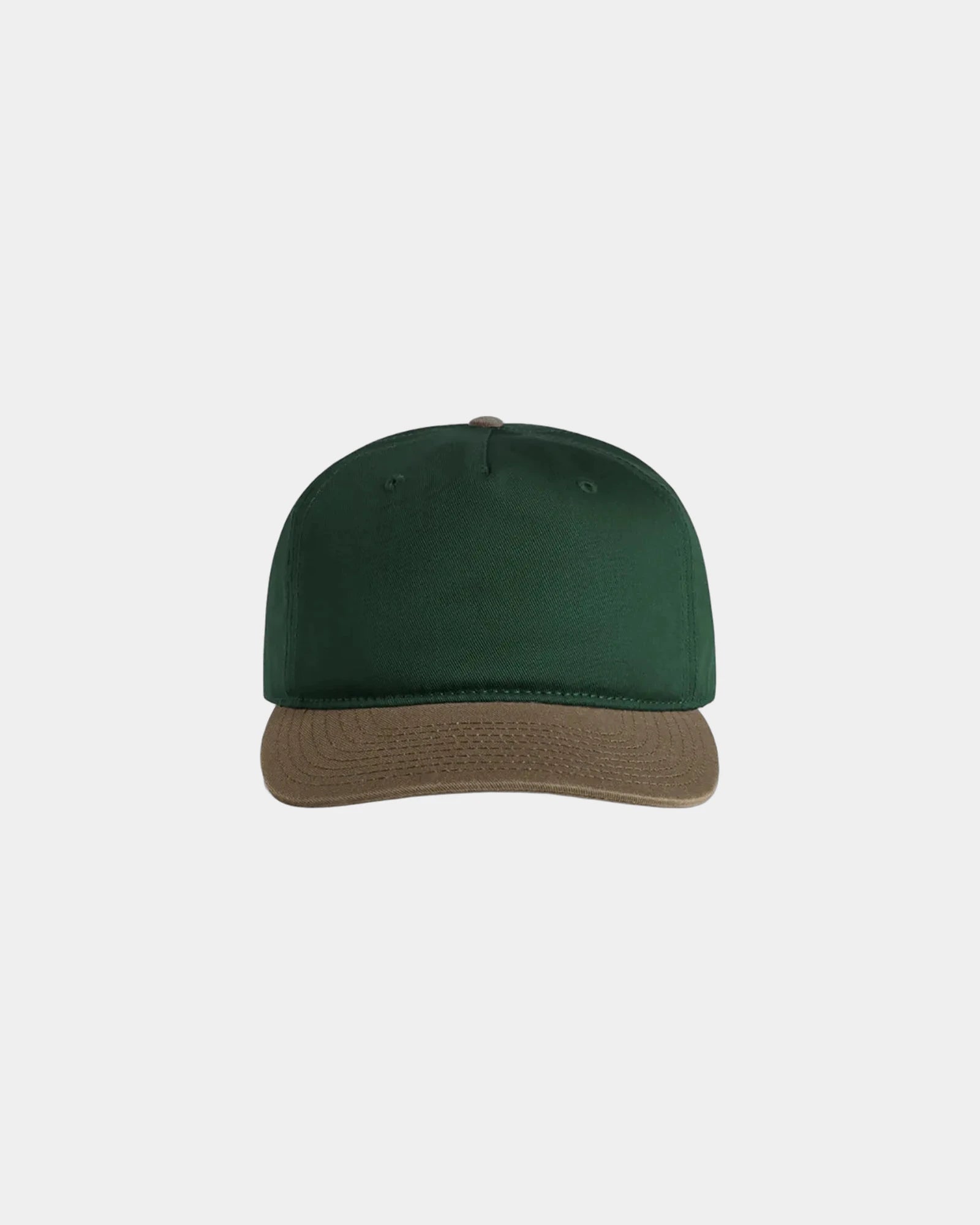 Custom two-tone cotton five-panel cap UPF 50+ - Forest/Walnut