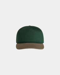 Custom two-tone cotton five-panel cap UPF 50+ - Forest/Walnut