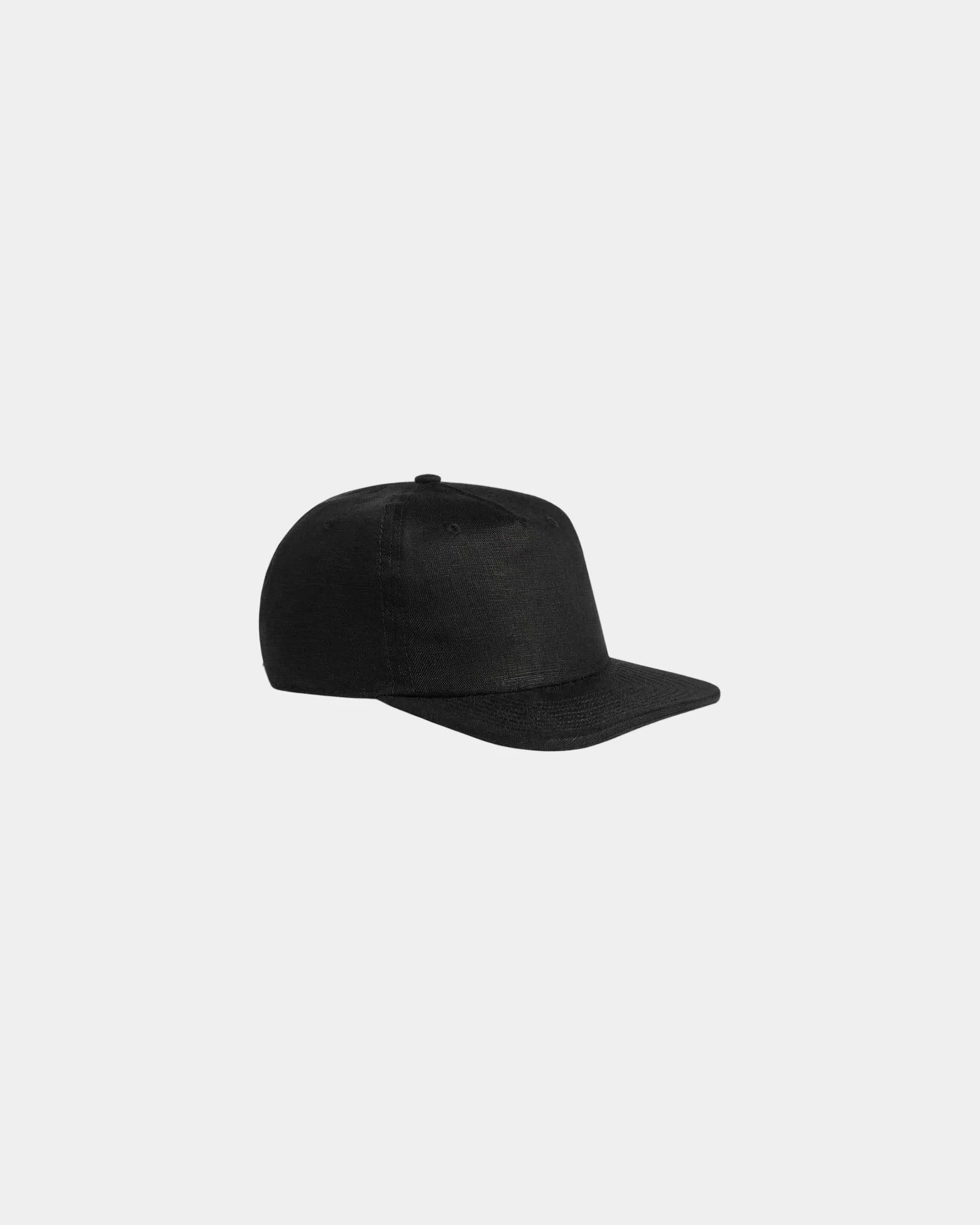Custom 100% linen five-panel cap mid-profile fit - Black