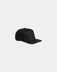 Custom 100% linen five-panel cap mid-profile fit - Black