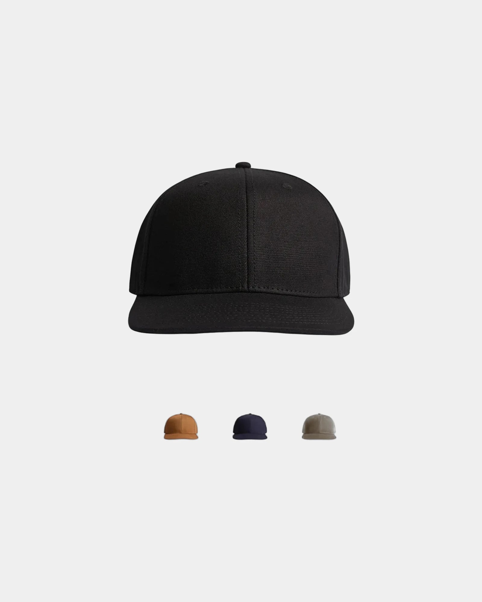 Custom heavyweight canvas snapback cap with UPF 50+ - Black