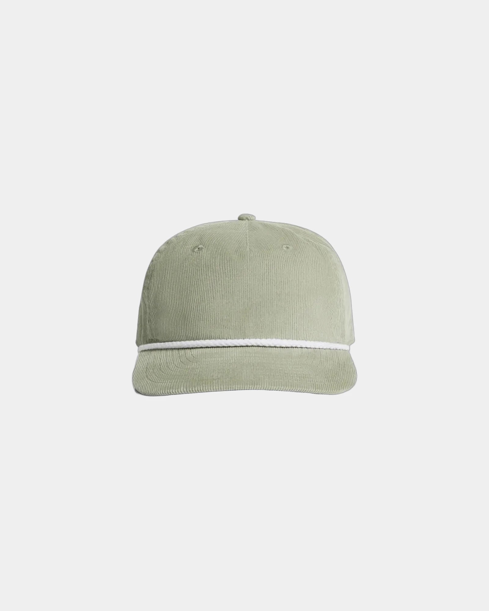 Custom cotton cord five-panel rope cap with UPF 50+ - Eucalyptus/White