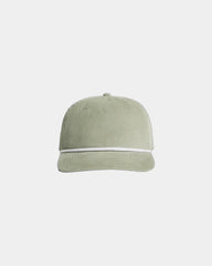 Custom cotton cord five-panel rope cap with UPF 50+ - Eucalyptus/White