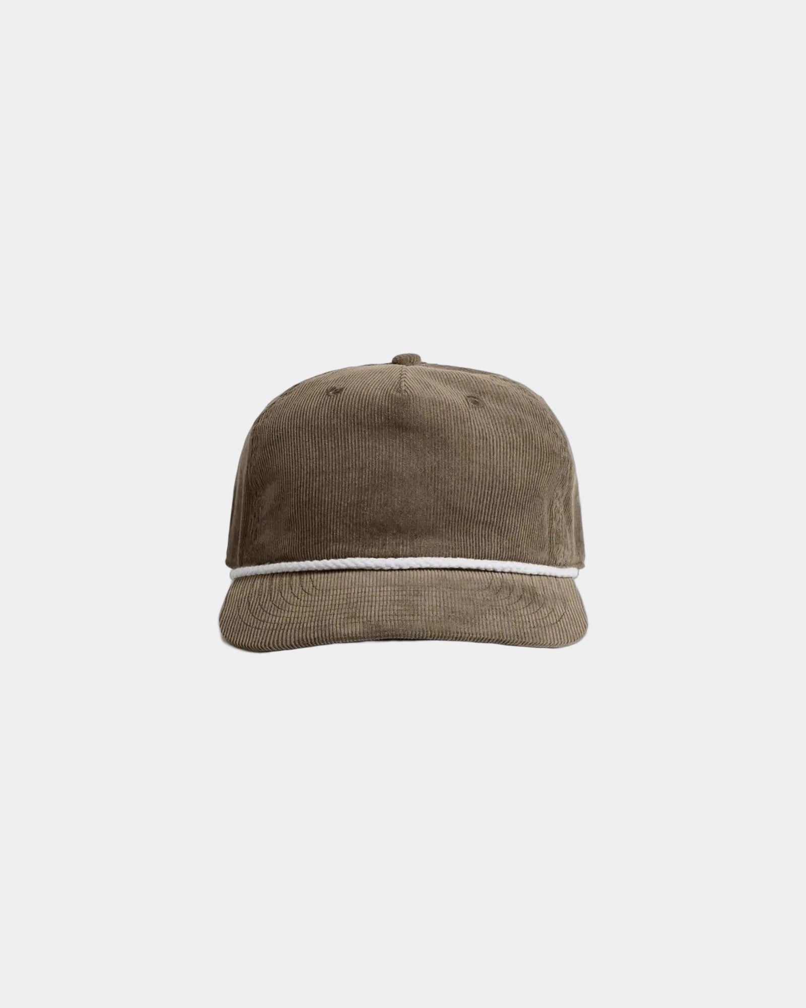 Custom cotton cord five-panel rope cap with UPF 50+ - Walnut/White