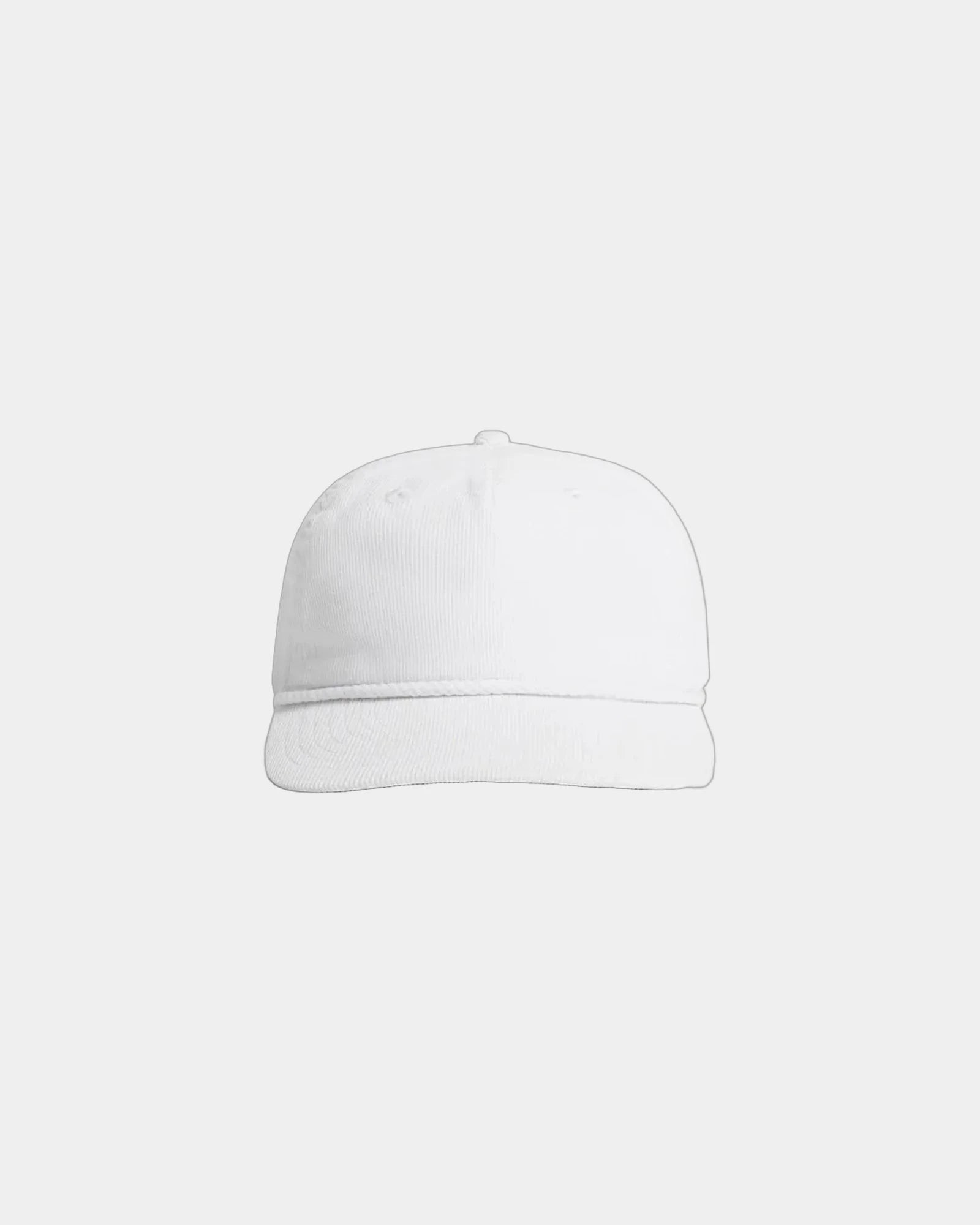 Custom cotton cord five-panel rope cap with UPF 50+ - White/White