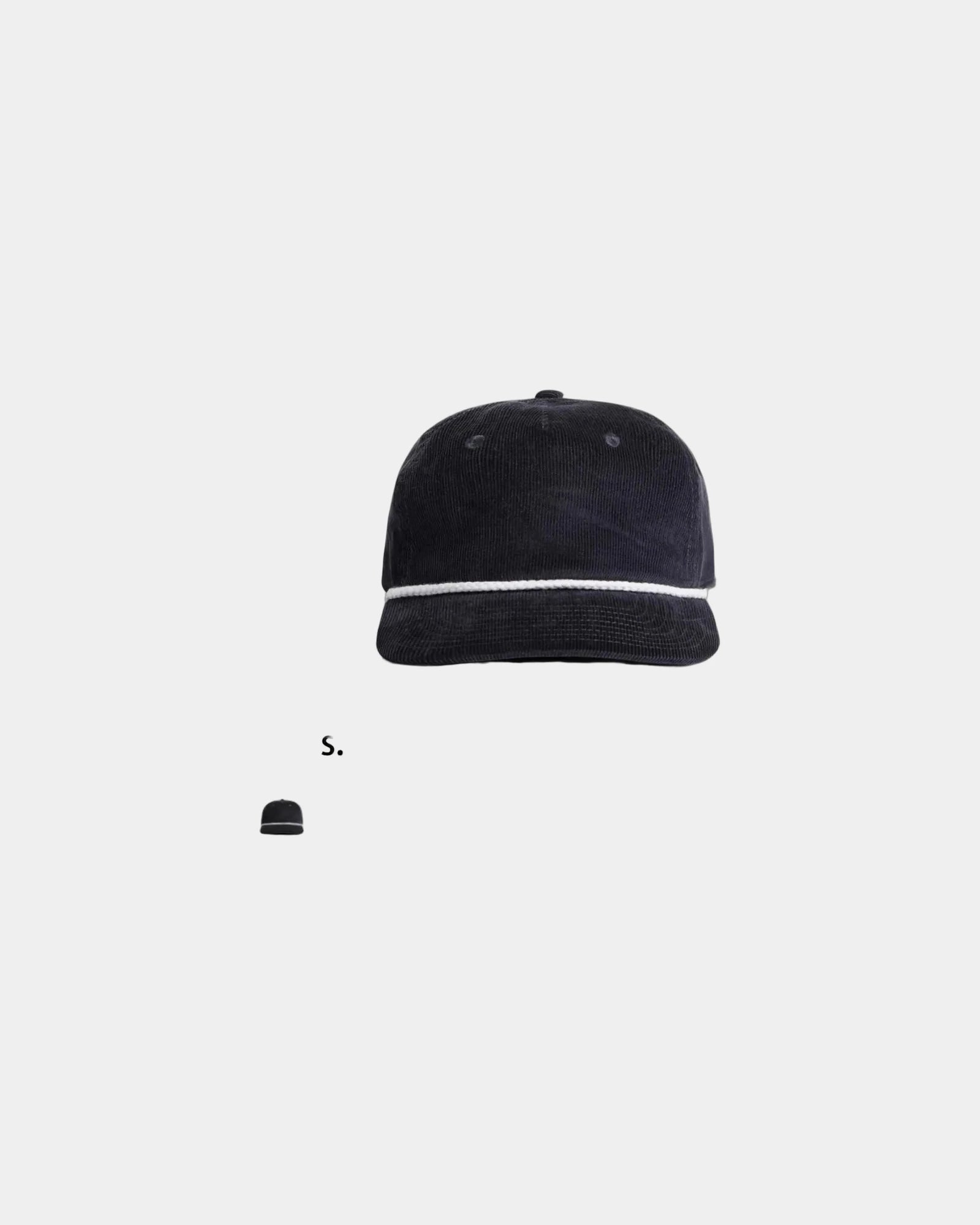 Custom cotton cord five-panel rope cap with UPF 50+ - Black/White