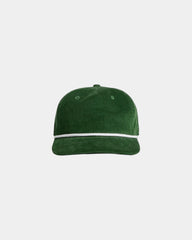 Custom cotton cord five-panel rope cap with UPF 50+ - Forest/White