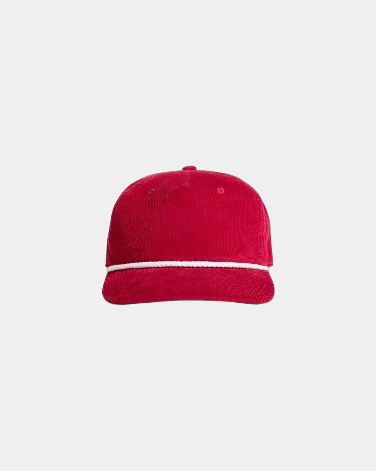 Custom cotton cord five-panel rope cap with UPF 50+ - Cardinal/White