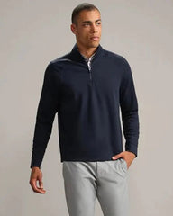 Custom recycled polyester 1/4 zip pullover jacket - True Navy