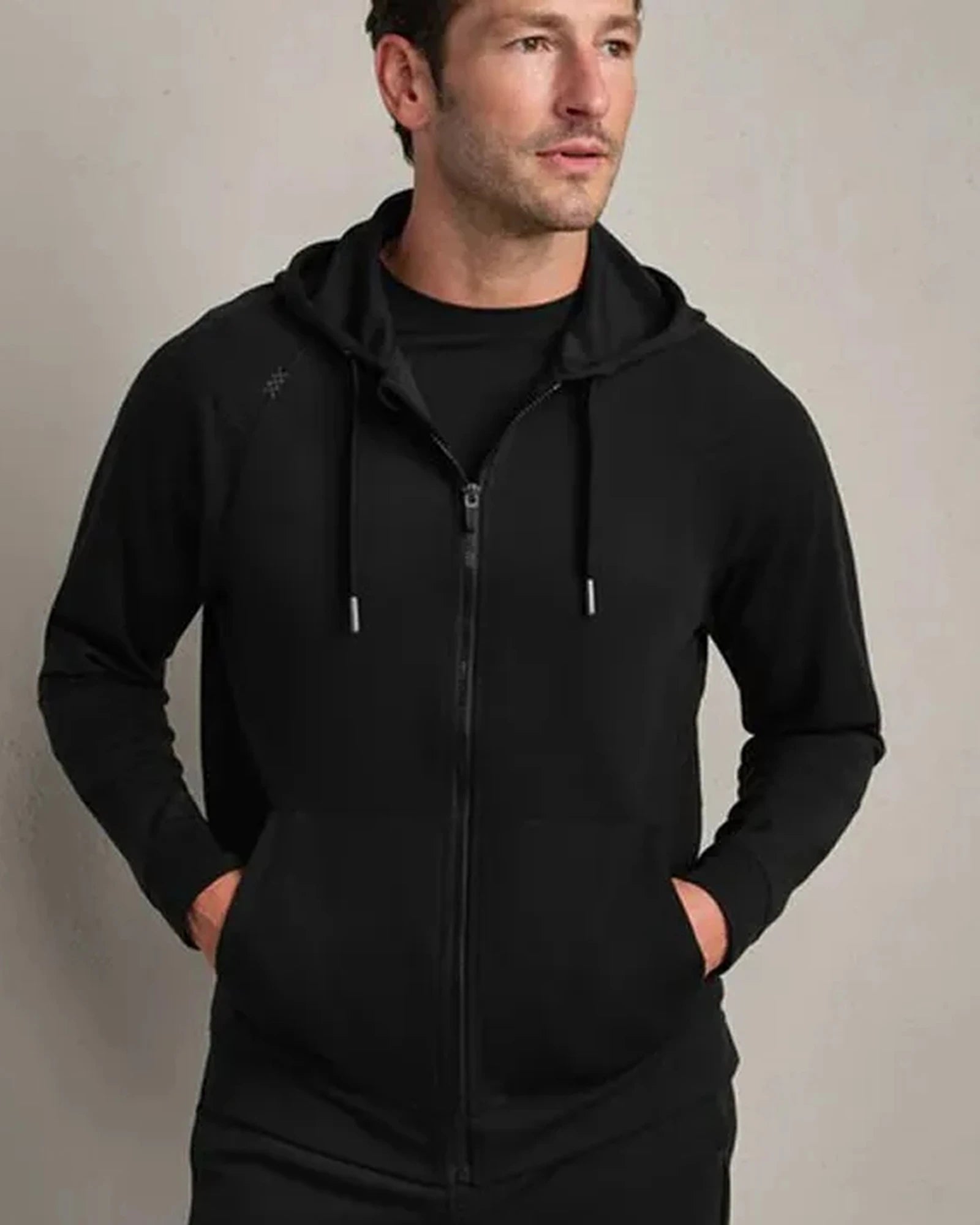 Custom recycled polyester full-zip hoodie for teams - Pure Black