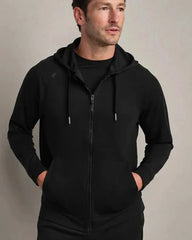 Custom recycled polyester full-zip hoodie for teams - Pure Black