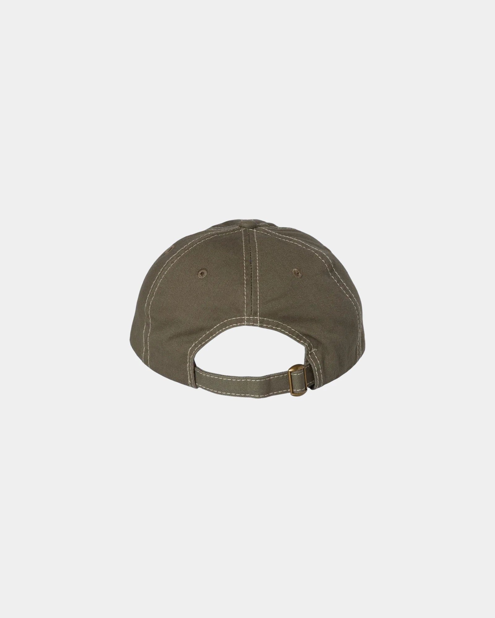 Custom cotton twill six-panel dad hat with buckle - Olive/ Stone Stitch
