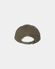 Custom cotton twill six-panel dad hat with buckle - Olive/ Stone Stitch