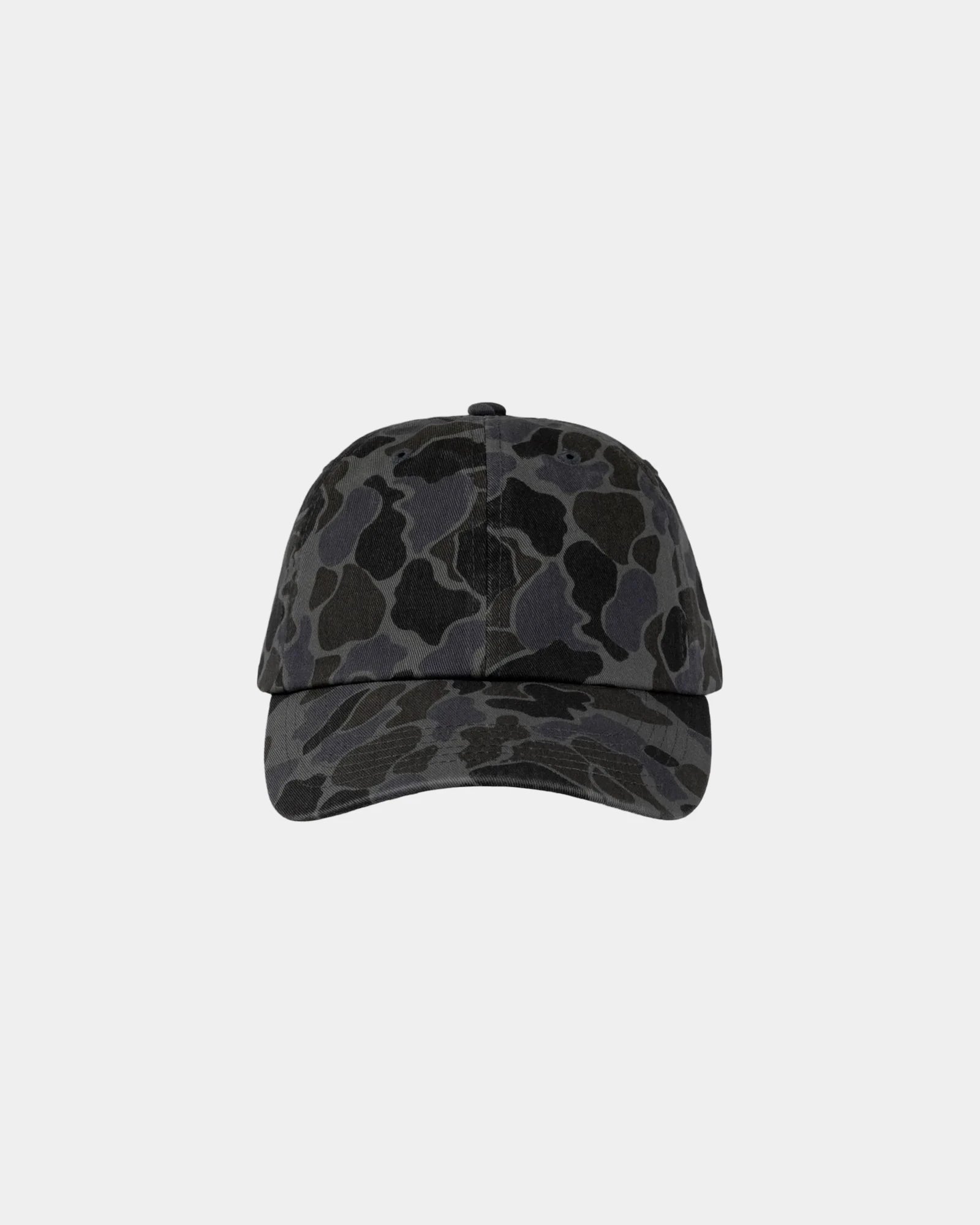 Custom cotton twill six-panel dad hat with buckle - Black Duck Camo