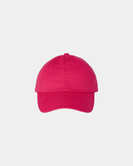 Custom cotton twill six-panel dad hat with buckle - Neon Pink