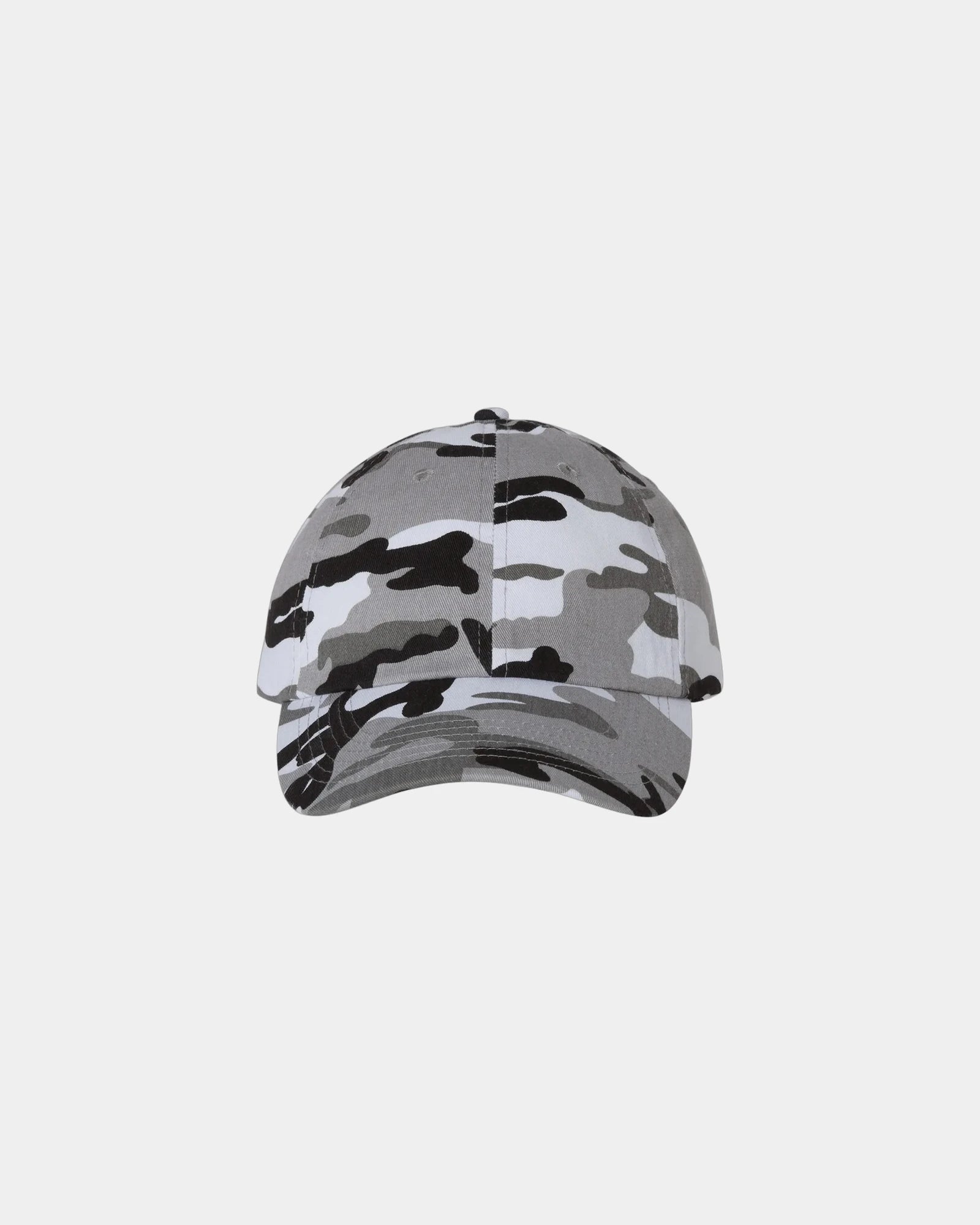 Custom cotton twill six-panel dad hat with buckle - Grey Camo