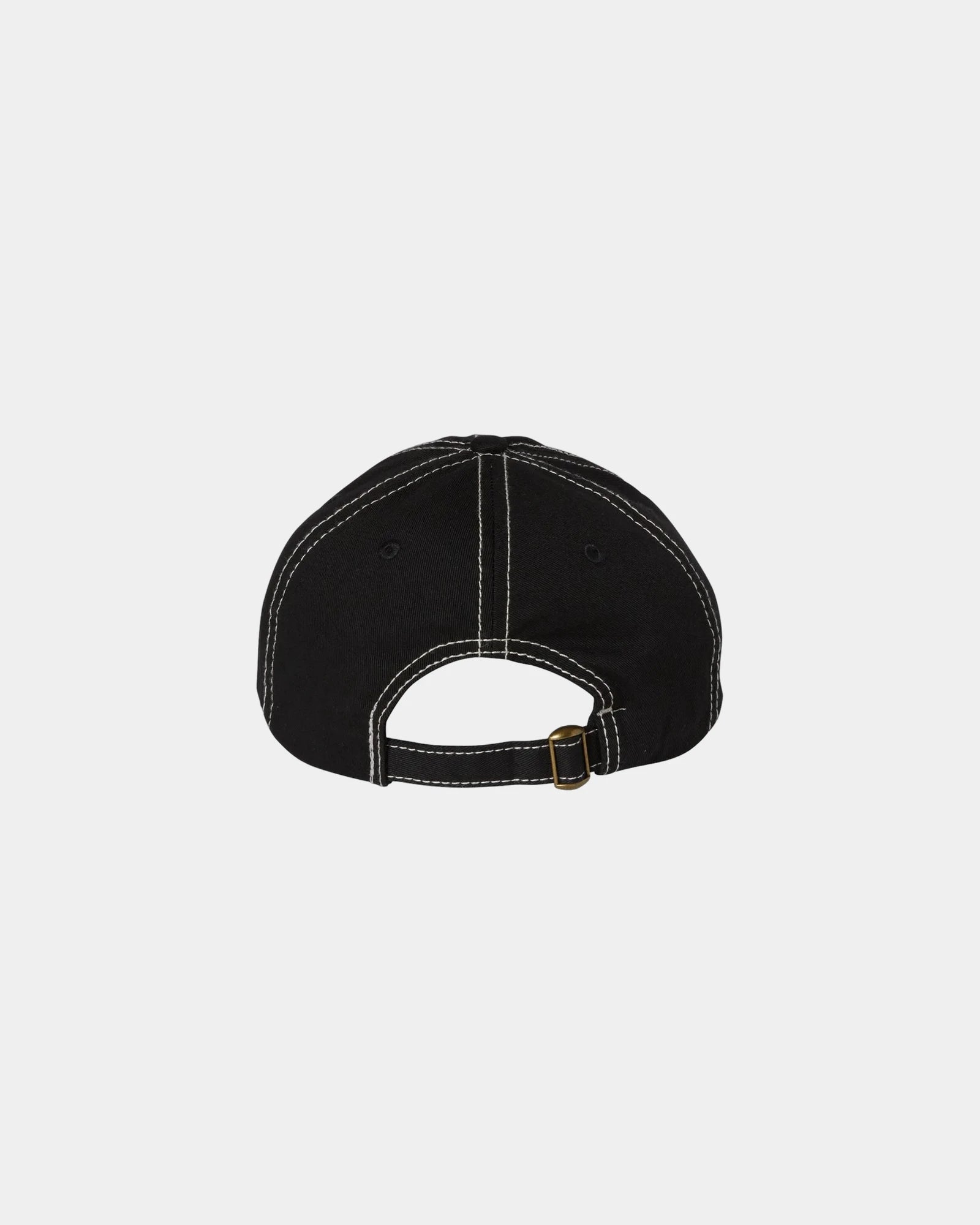 Custom cotton twill six-panel dad hat with buckle - Black/ Stone Stitch