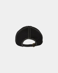 Custom cotton twill six-panel dad hat with buckle - Black/ Stone Stitch