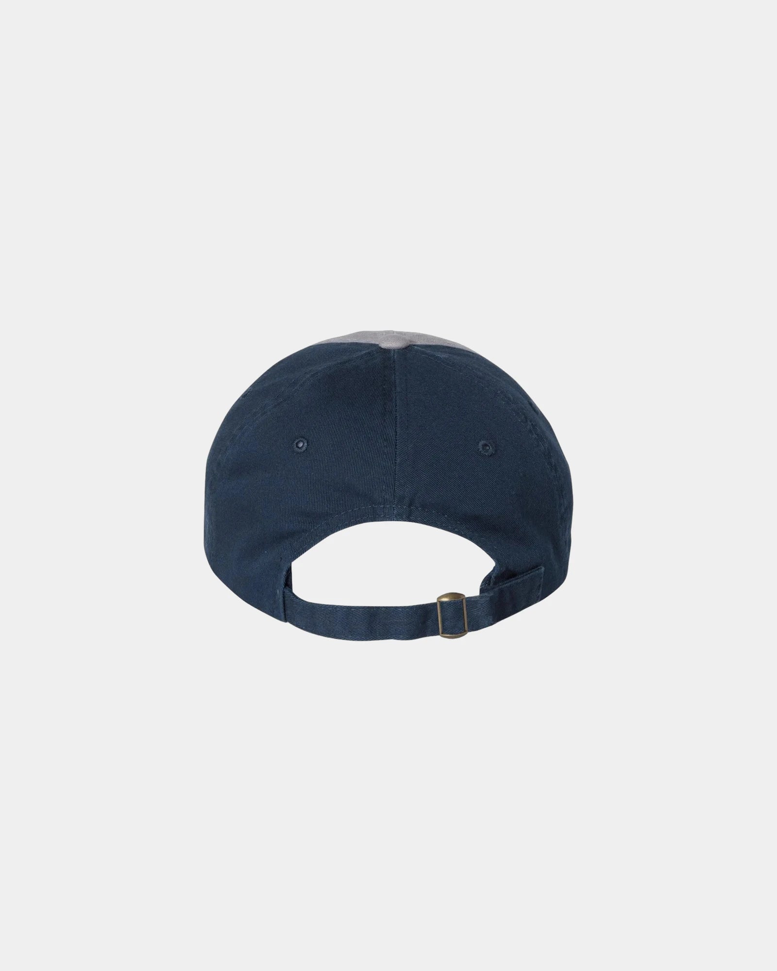 Custom cotton twill six-panel dad hat with buckle - Grey/ Navy