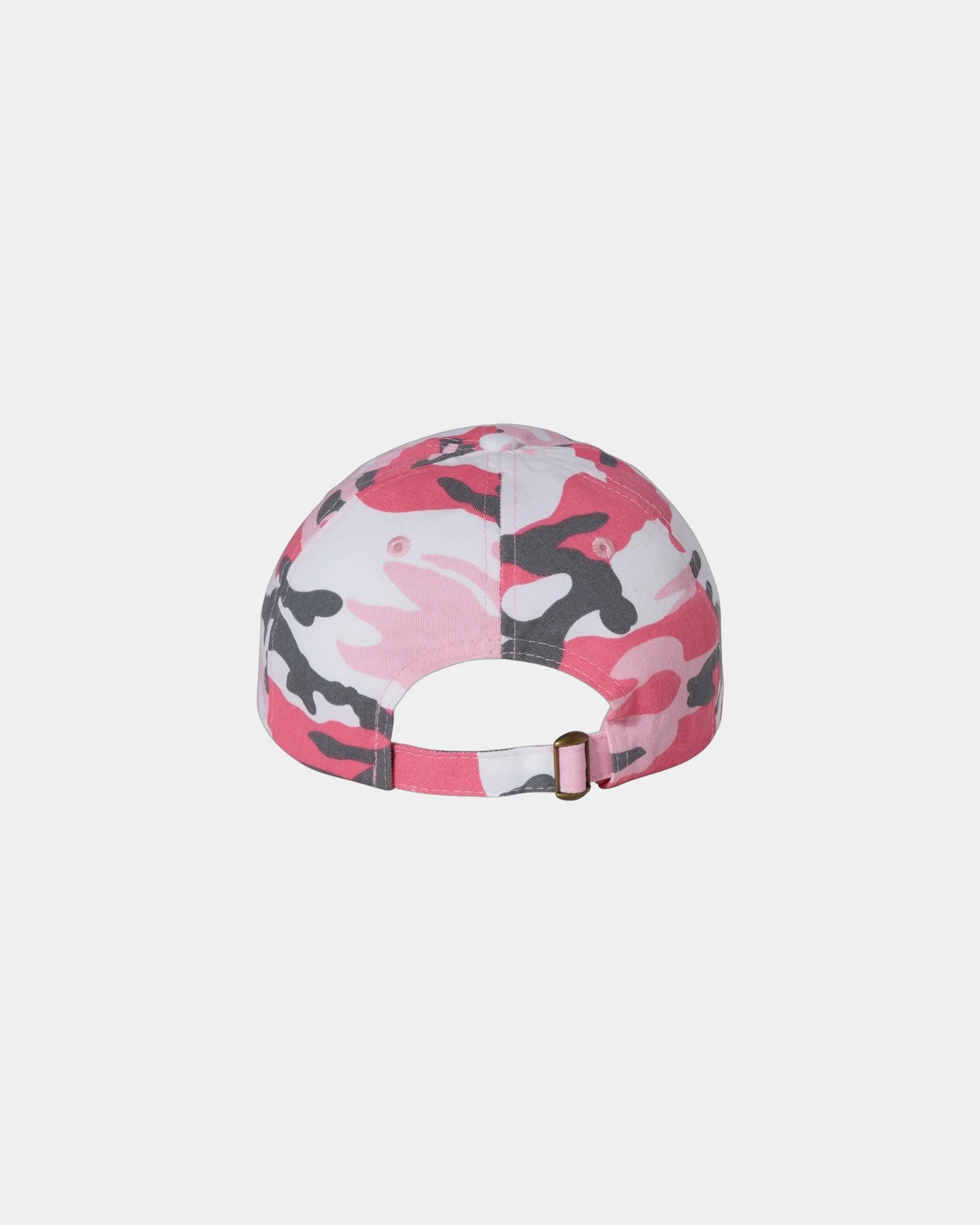 Custom cotton twill six-panel dad hat with buckle - Pink Camo