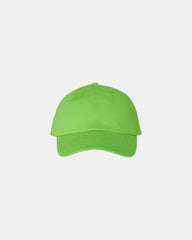 Custom cotton twill six-panel dad hat with buckle - Neon Green