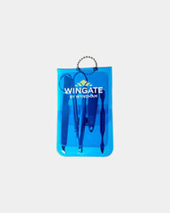 Custom PVC five-piece manicure pouch with bead chain - Translucent Blue