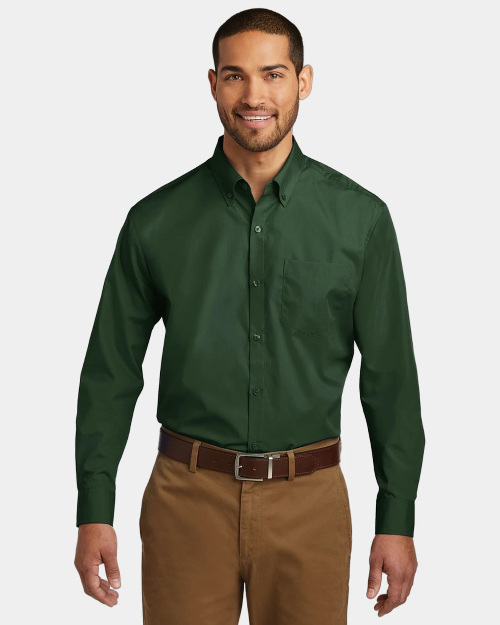 Custom stain-release poplin shirt Port Authority - Deep Forest Green