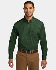 Custom stain-release poplin shirt Port Authority - Deep Forest Green