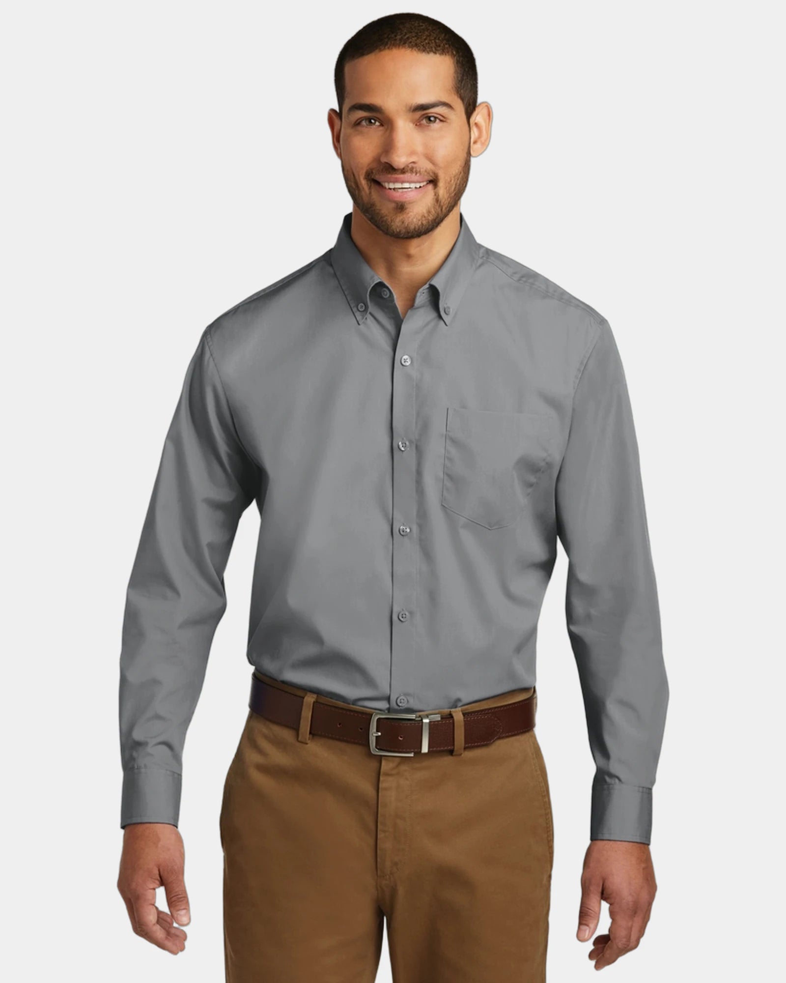 Custom stain-release poplin shirt Port Authority - Gusty Grey