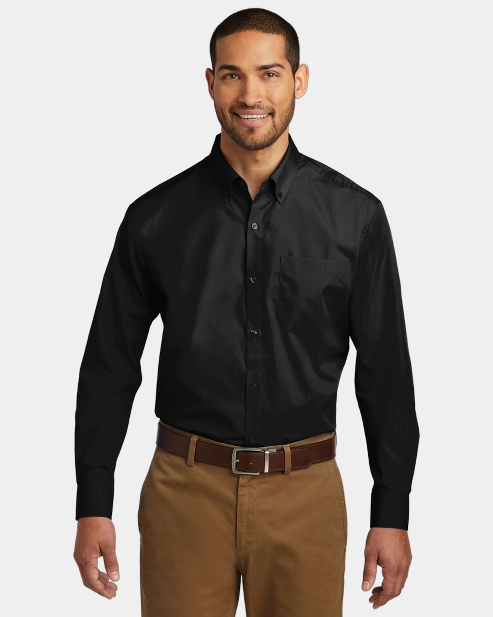Custom stain-release poplin shirt Port Authority - Deep Black
