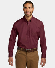 Custom stain-release poplin shirt Port Authority - Burgundy