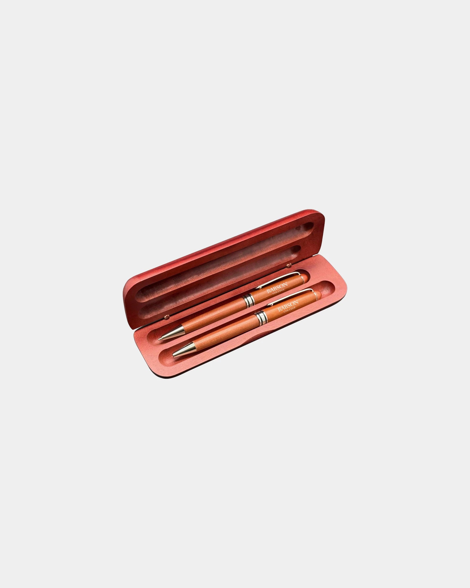 Custom wood pen set with ballpoint pen and pencil - Brown