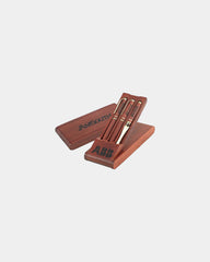 Custom wooden triple pen display box, 7 x 3 inches - Brown